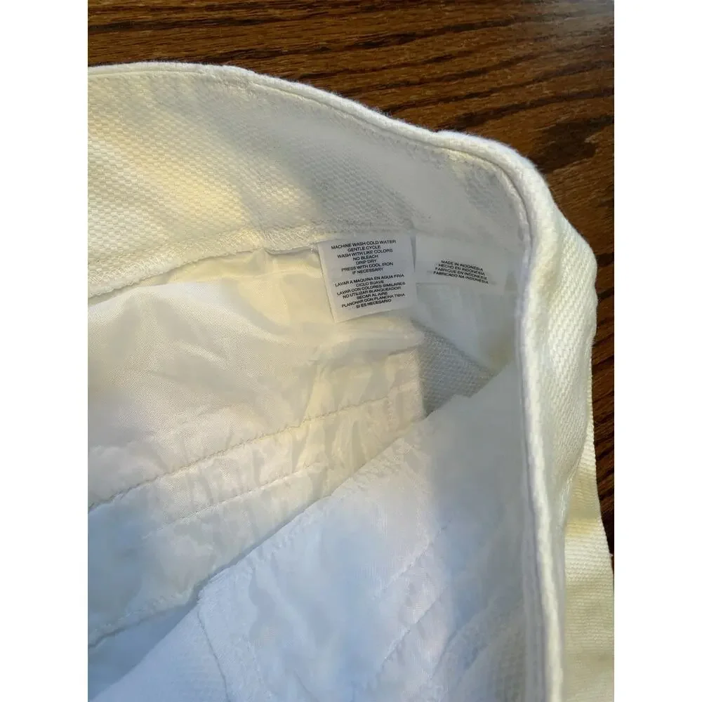 Anne Klein Crop Pants Women's White Textured Straight Leg Work Office Trousers